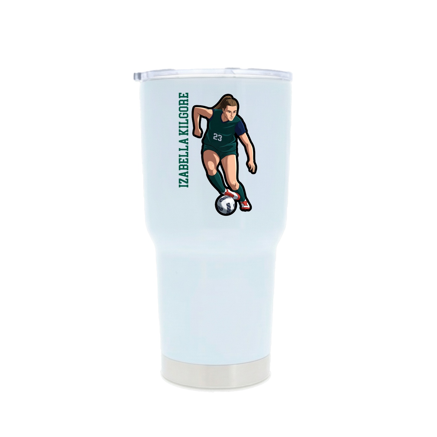 30oz Stainless Steel Tumbler — Name Vertical in White