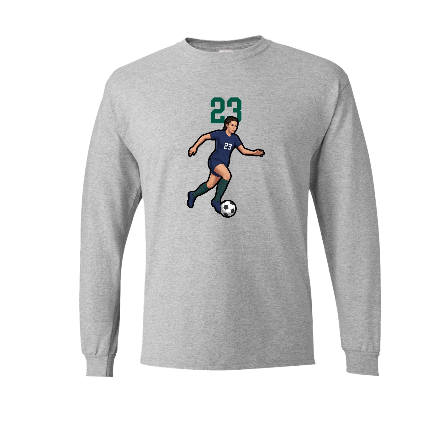 Long Sleeve Tee — Number Top in Grey