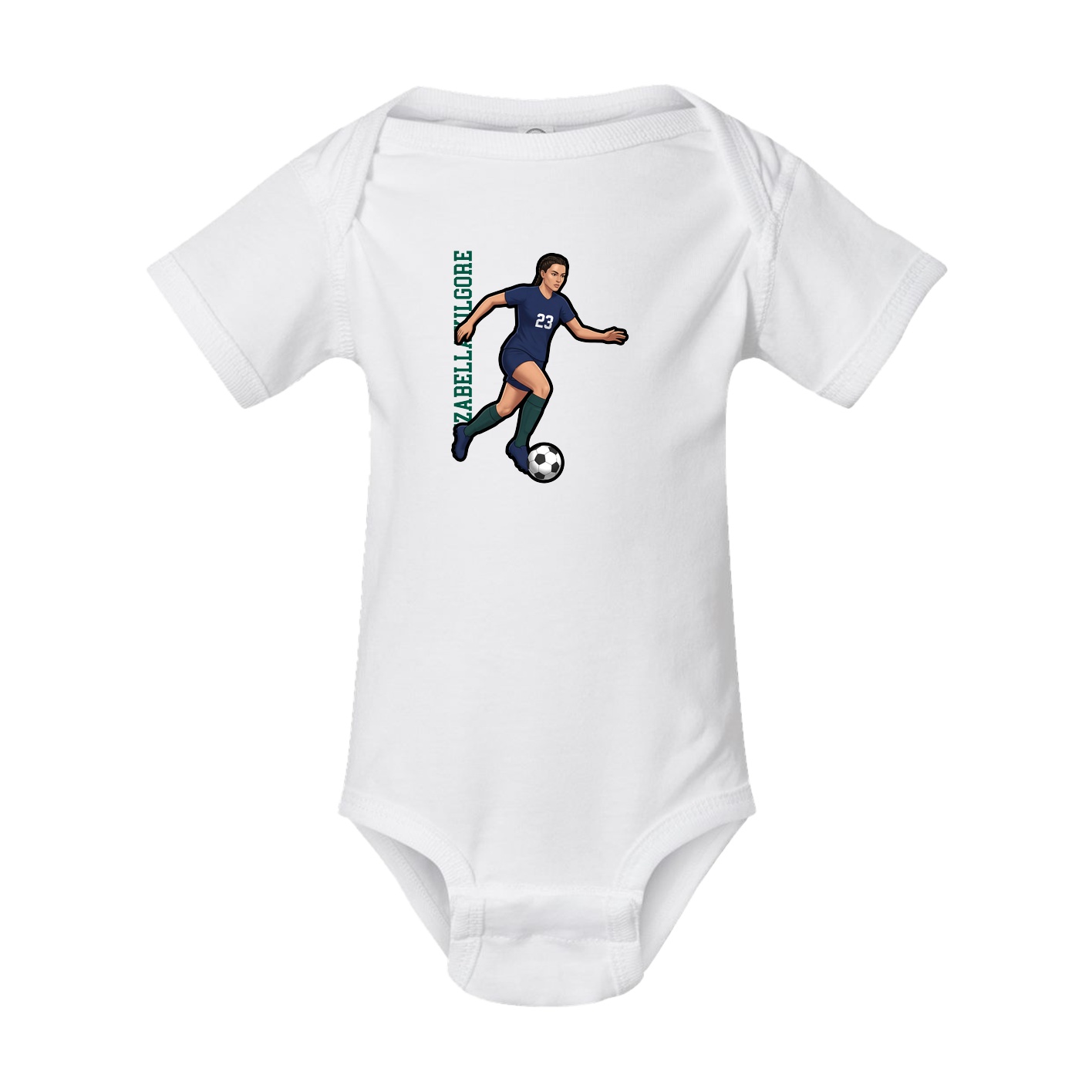 Baby Onesie — Name Vertical in White