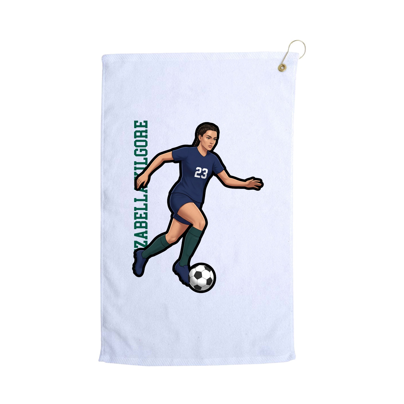 Golf Towel — Name Vertical in White