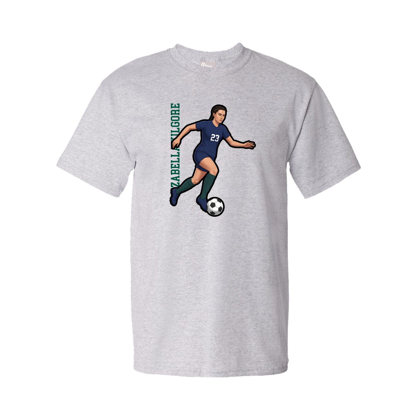 Youth Tee — Name Vertical in Grey