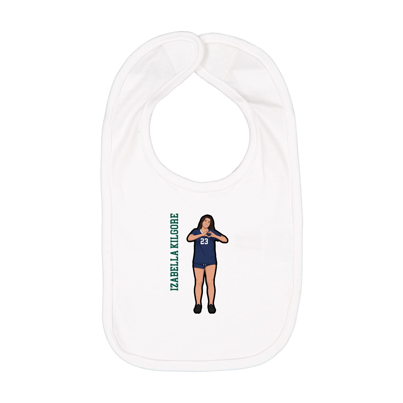 Infant Bib — Name Vertical in White