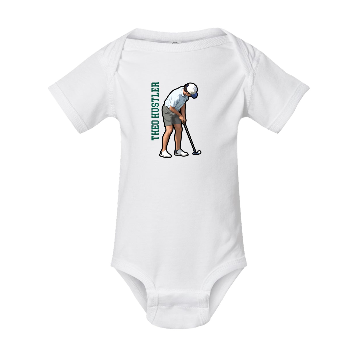 Baby Onesie — Name Vertical in White