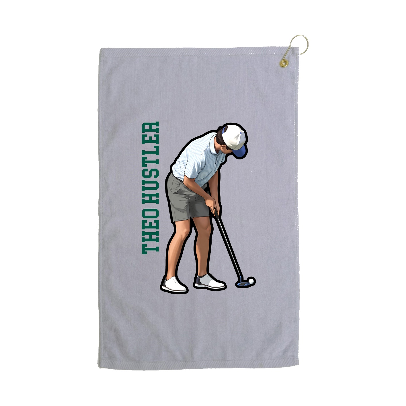 Golf Towel — Name Vertical in Grey