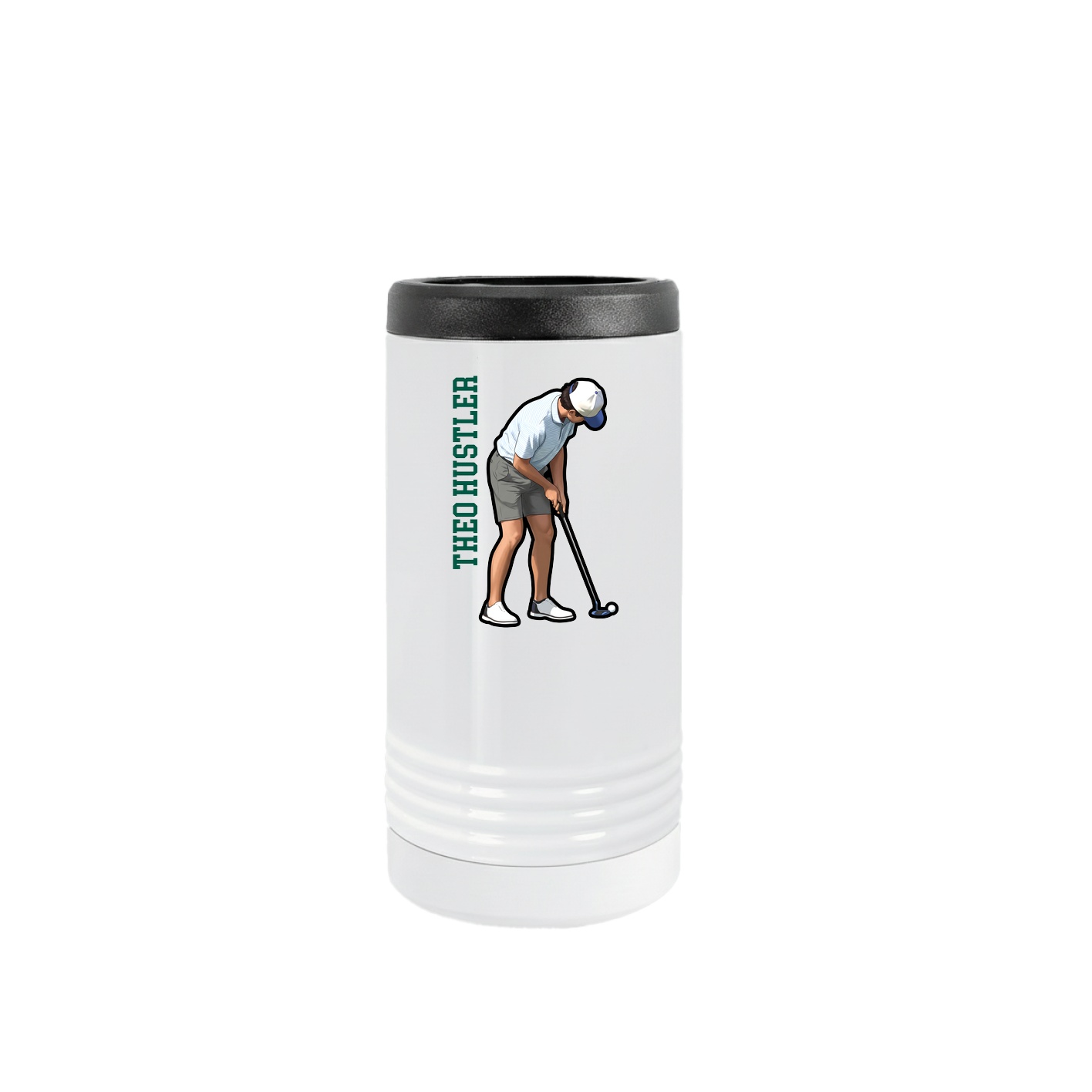 Slim Beverage Holder — Name Vertical in White