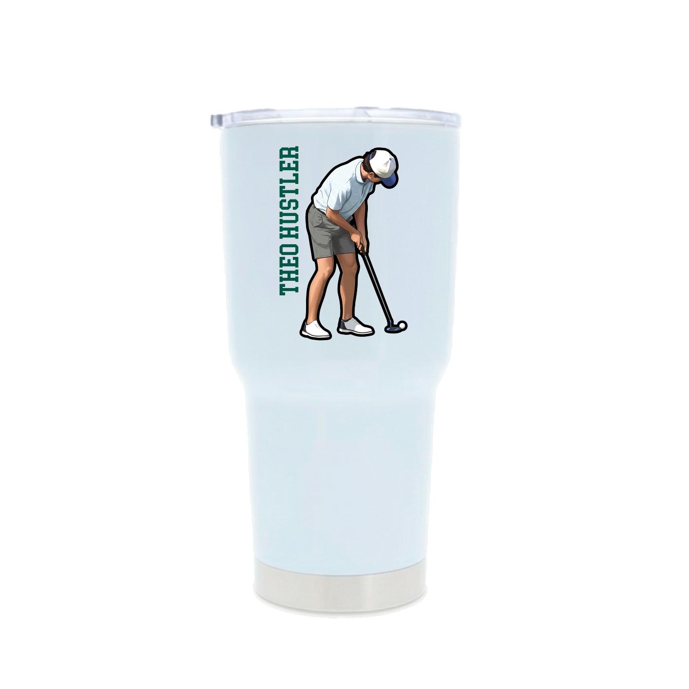 30oz Stainless Steel Tumbler — Name Vertical in White