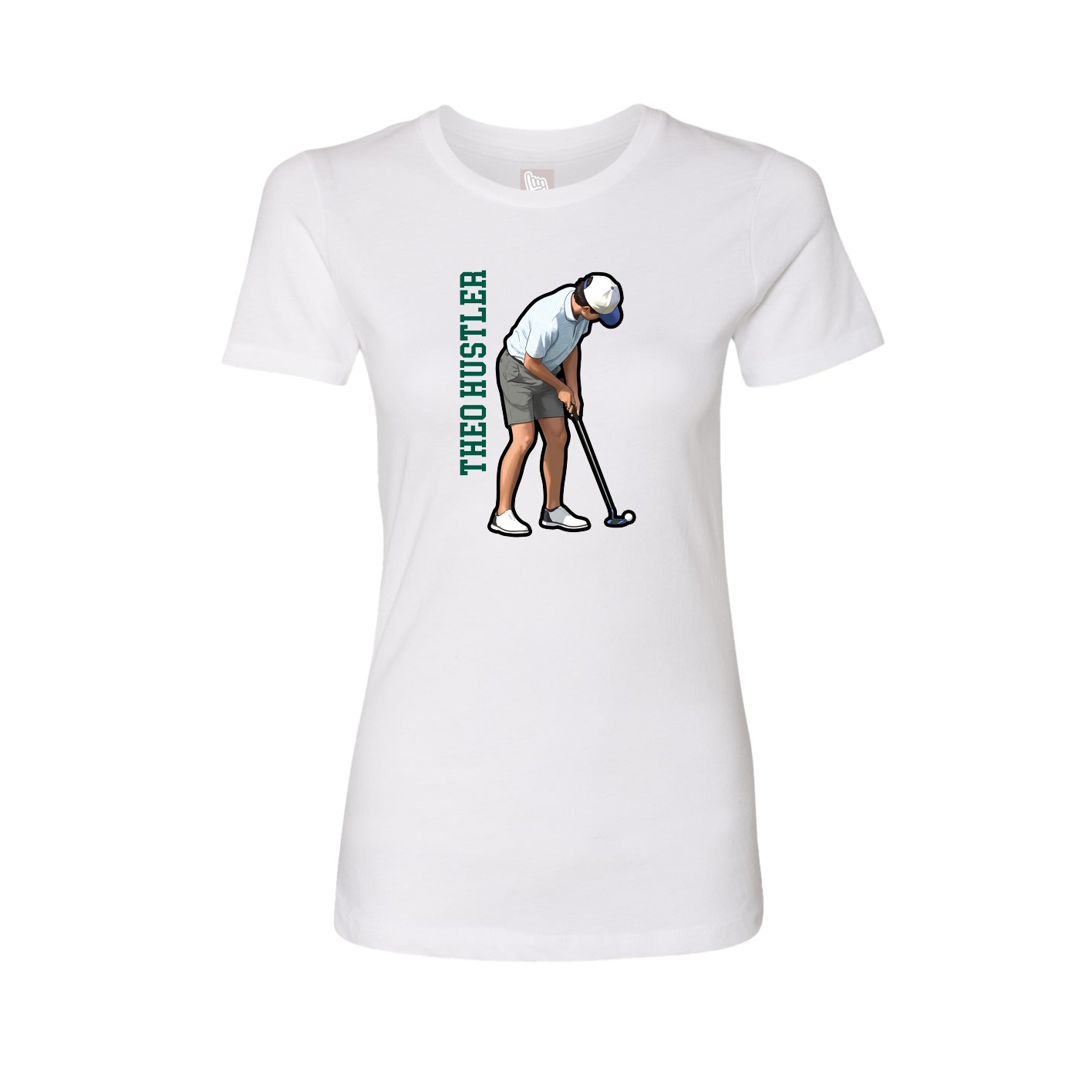 Fitted Women's Tee — Name Vertical in White