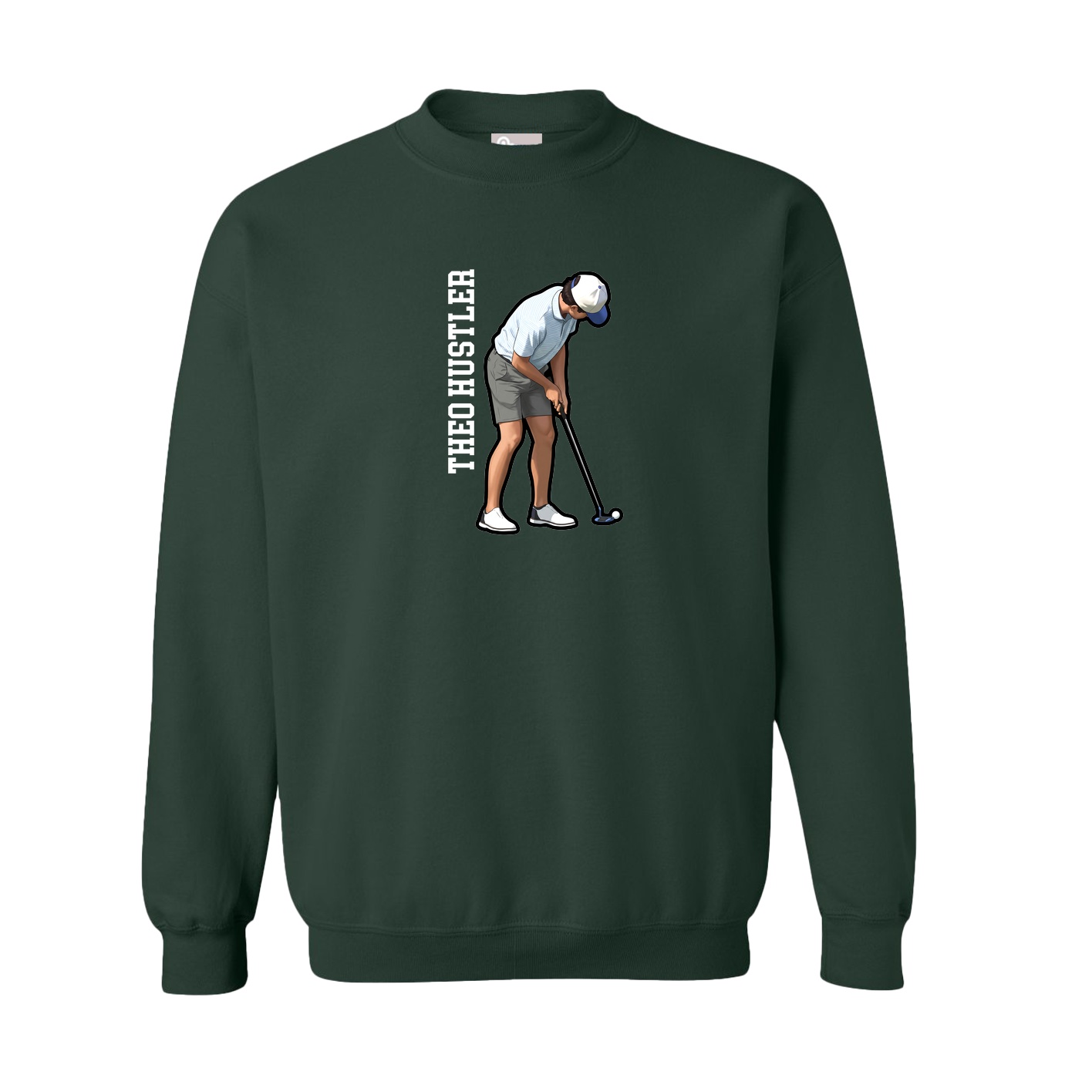Fleece Crew — Name Vertical in Green