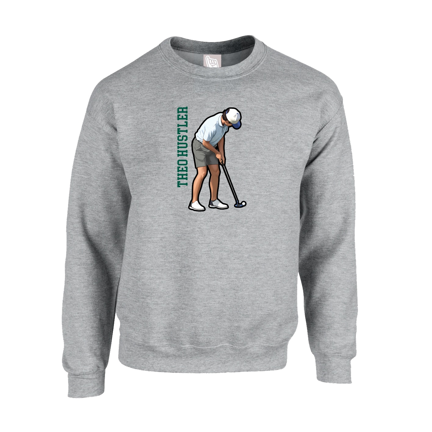 Fleece Crew — Name Vertical in Grey