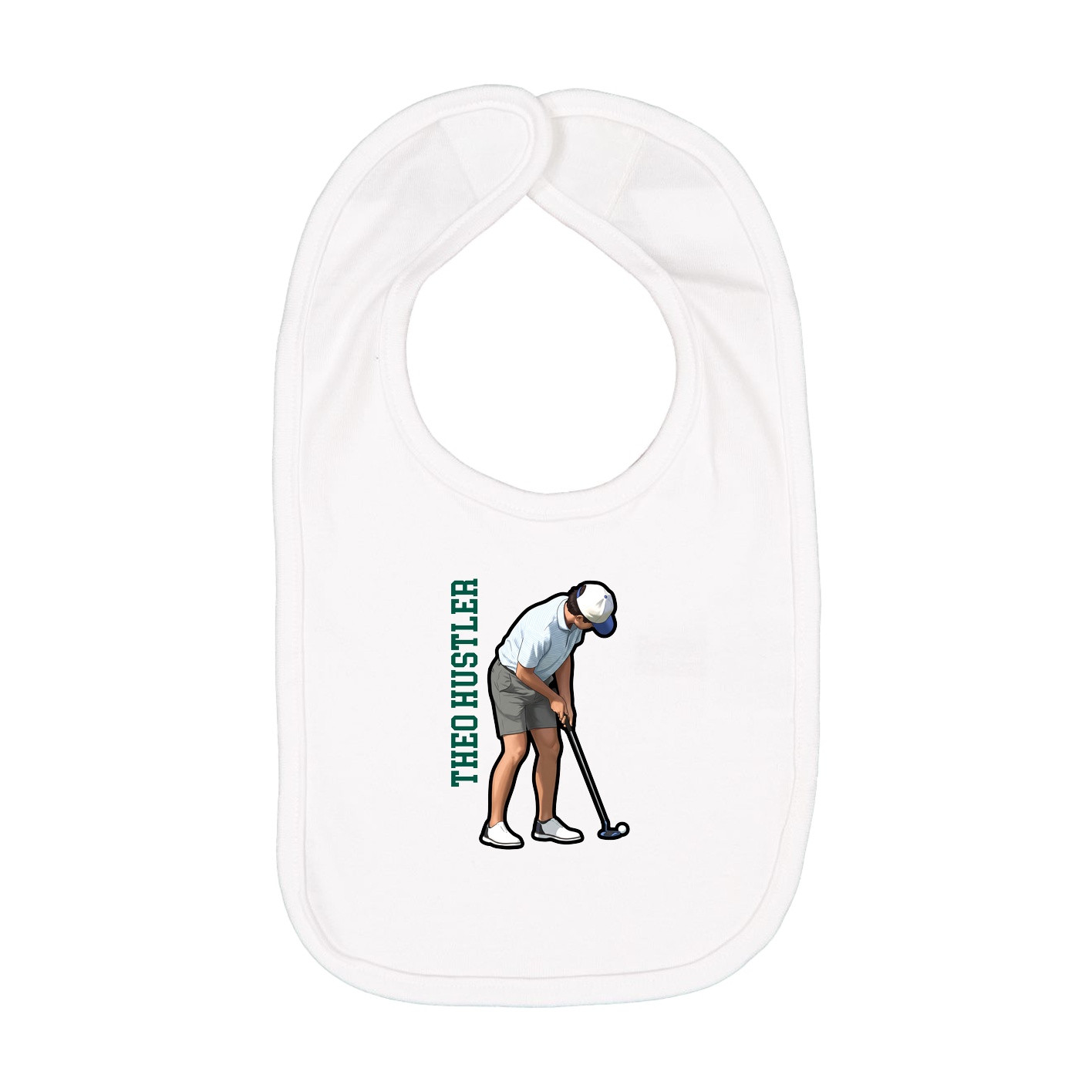 Infant Bib — Name Vertical in White