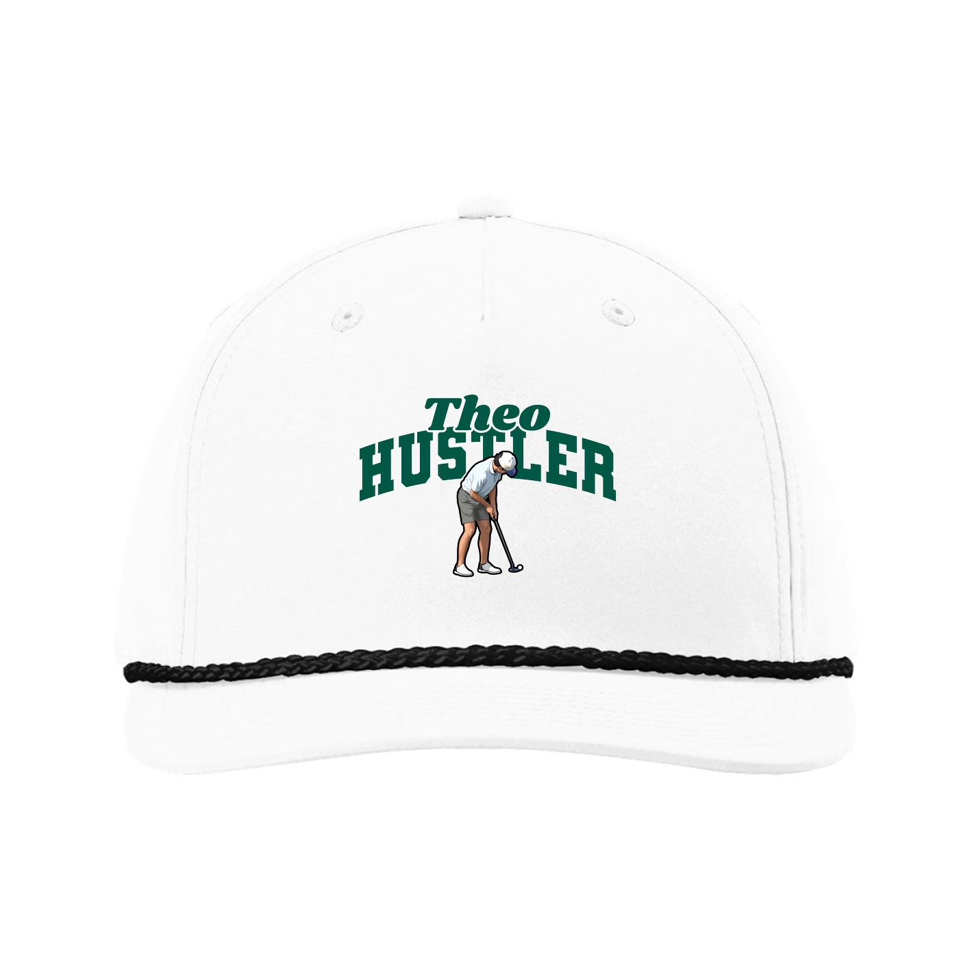 Five-Panel Classic Rope Cap — Signature Arch in White