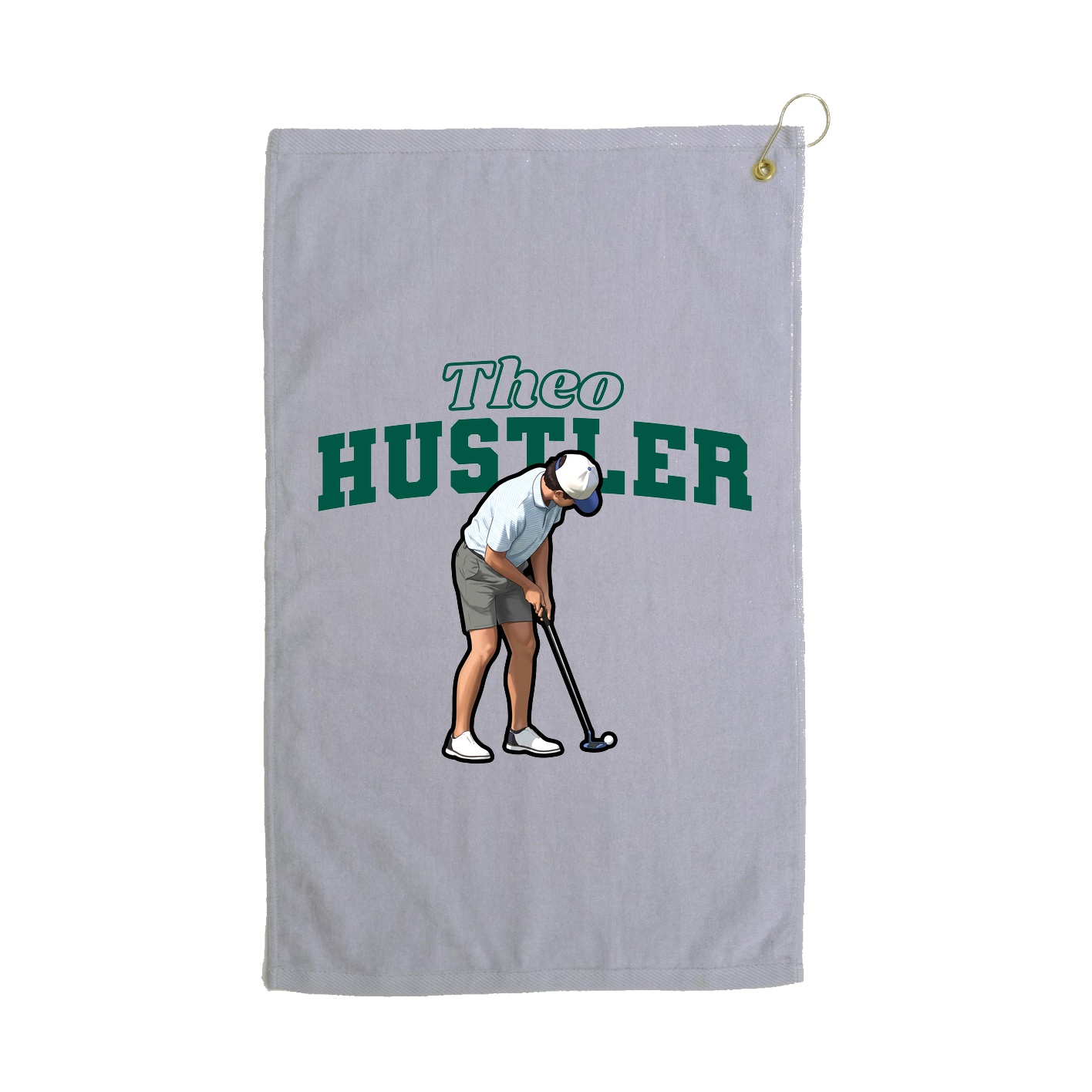 Golf Towel — Name Arch in Grey