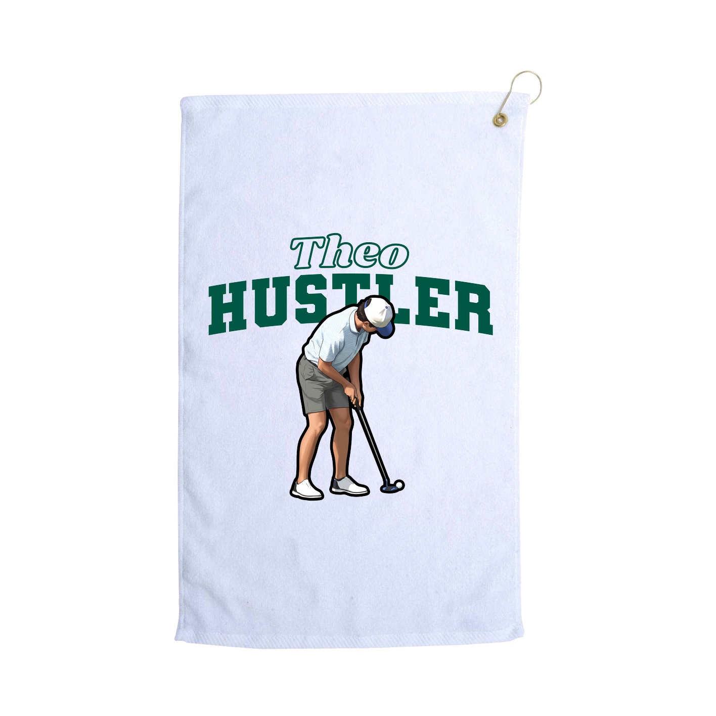 Golf Towel — Name Arch in White