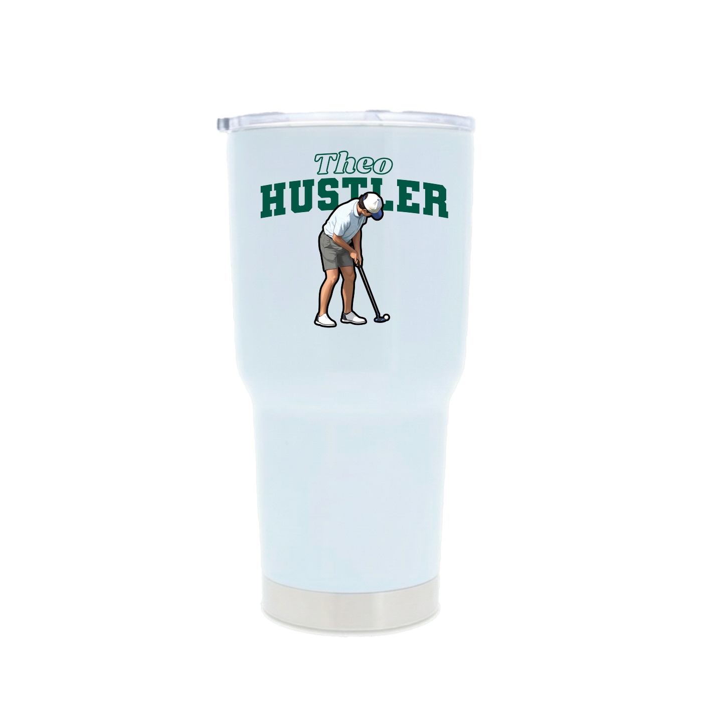 30oz Stainless Steel Tumbler — Name Arch in White