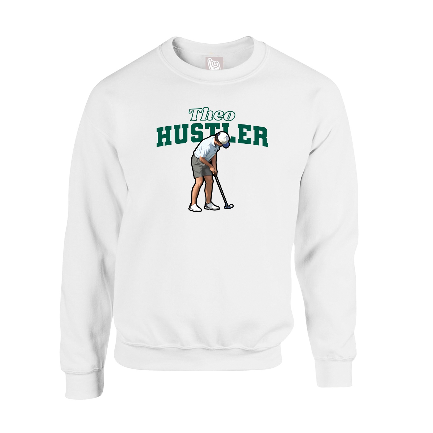 Fleece Crew — Name Arch in White
