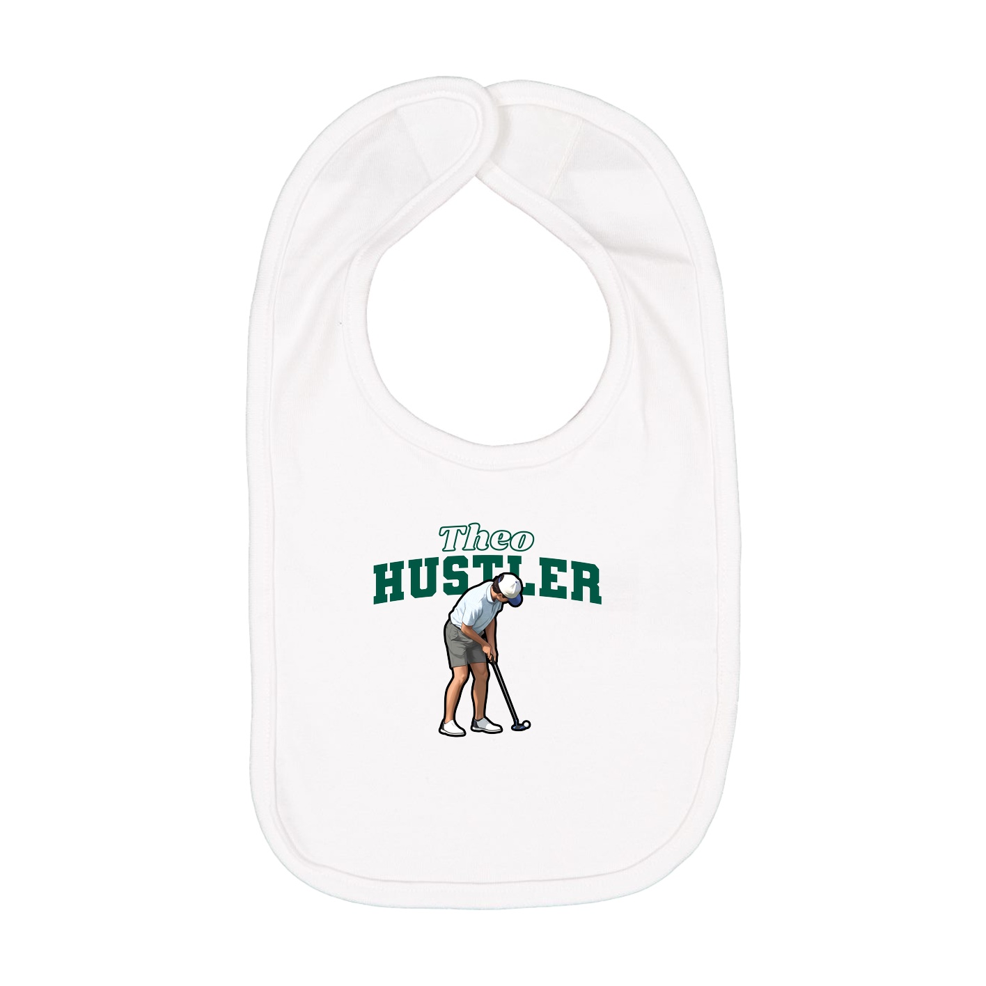 Infant Bib — Name Arch in White