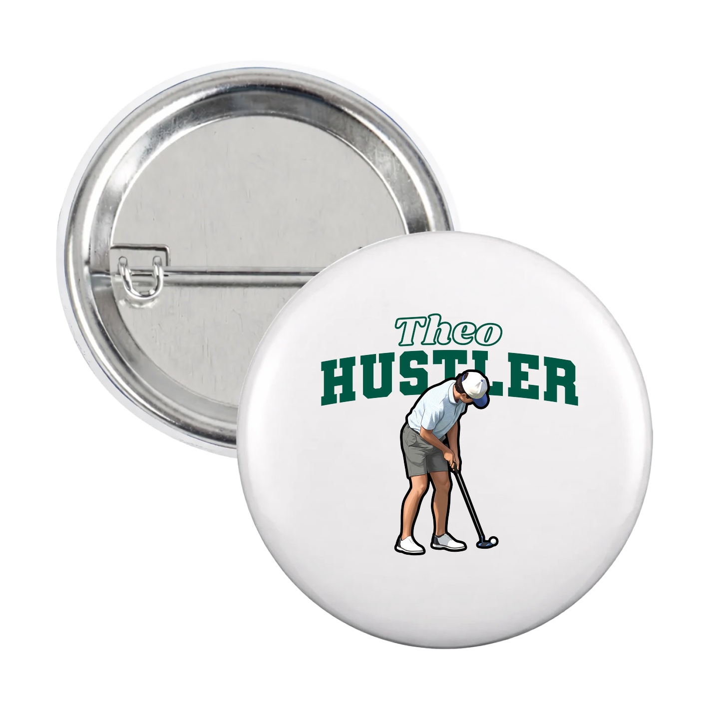 Game Day Button — Name Arch in White