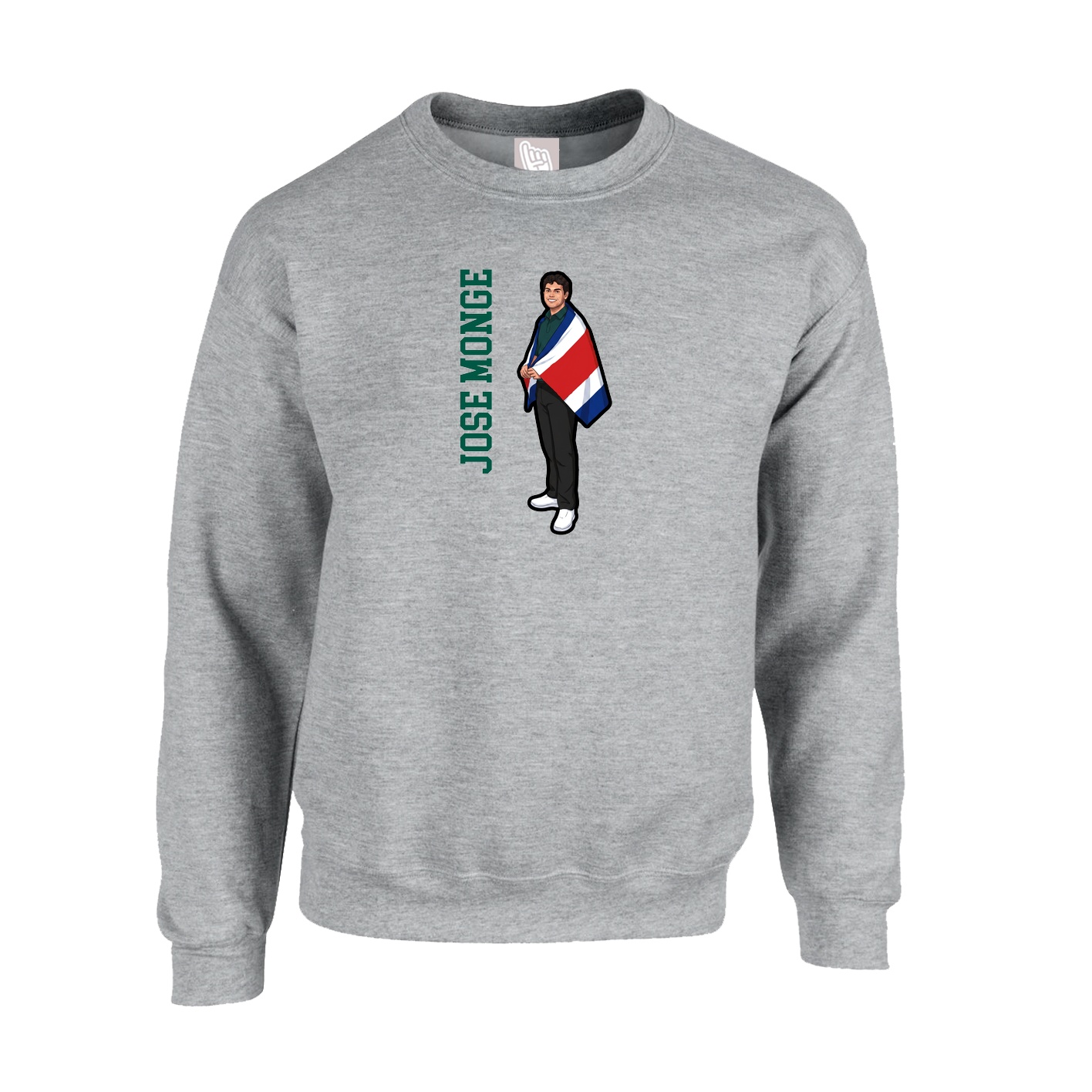 Fleece Crew — Name Vertical in Grey