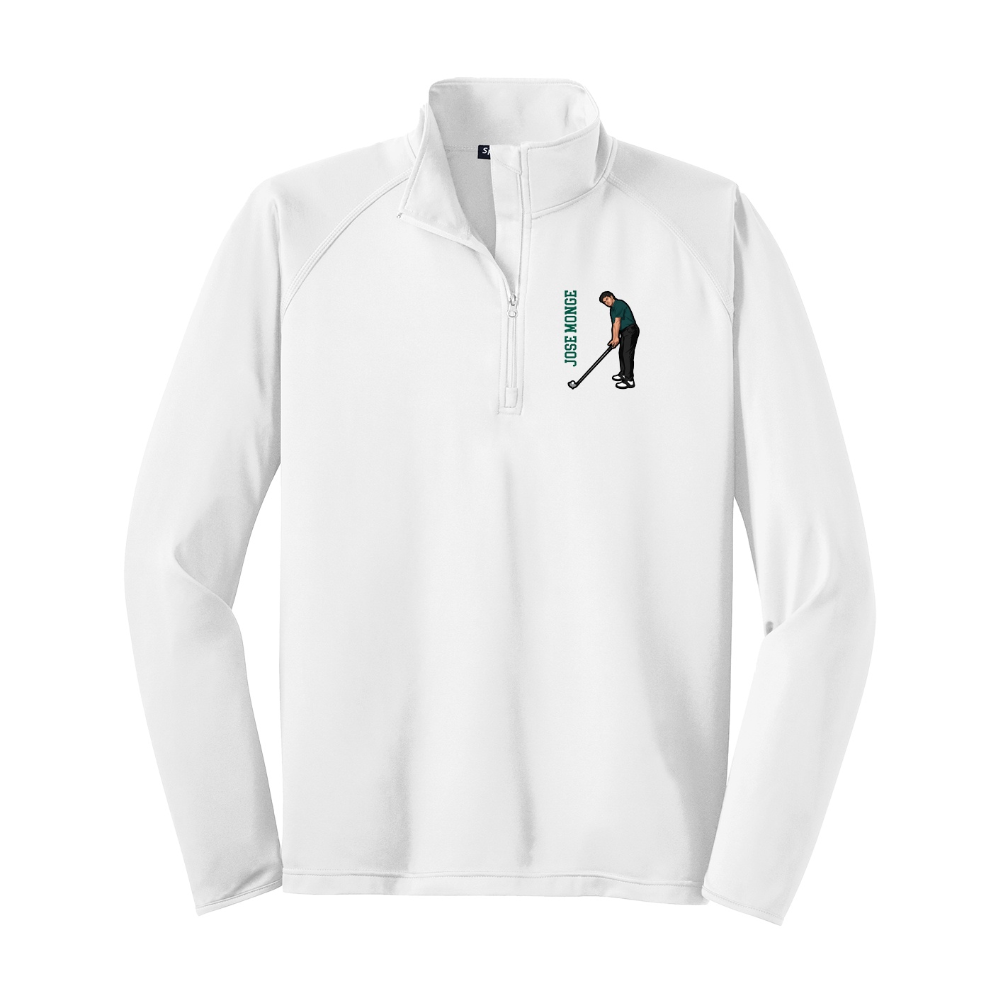Q-Zip Pullover — Name Vertical in White