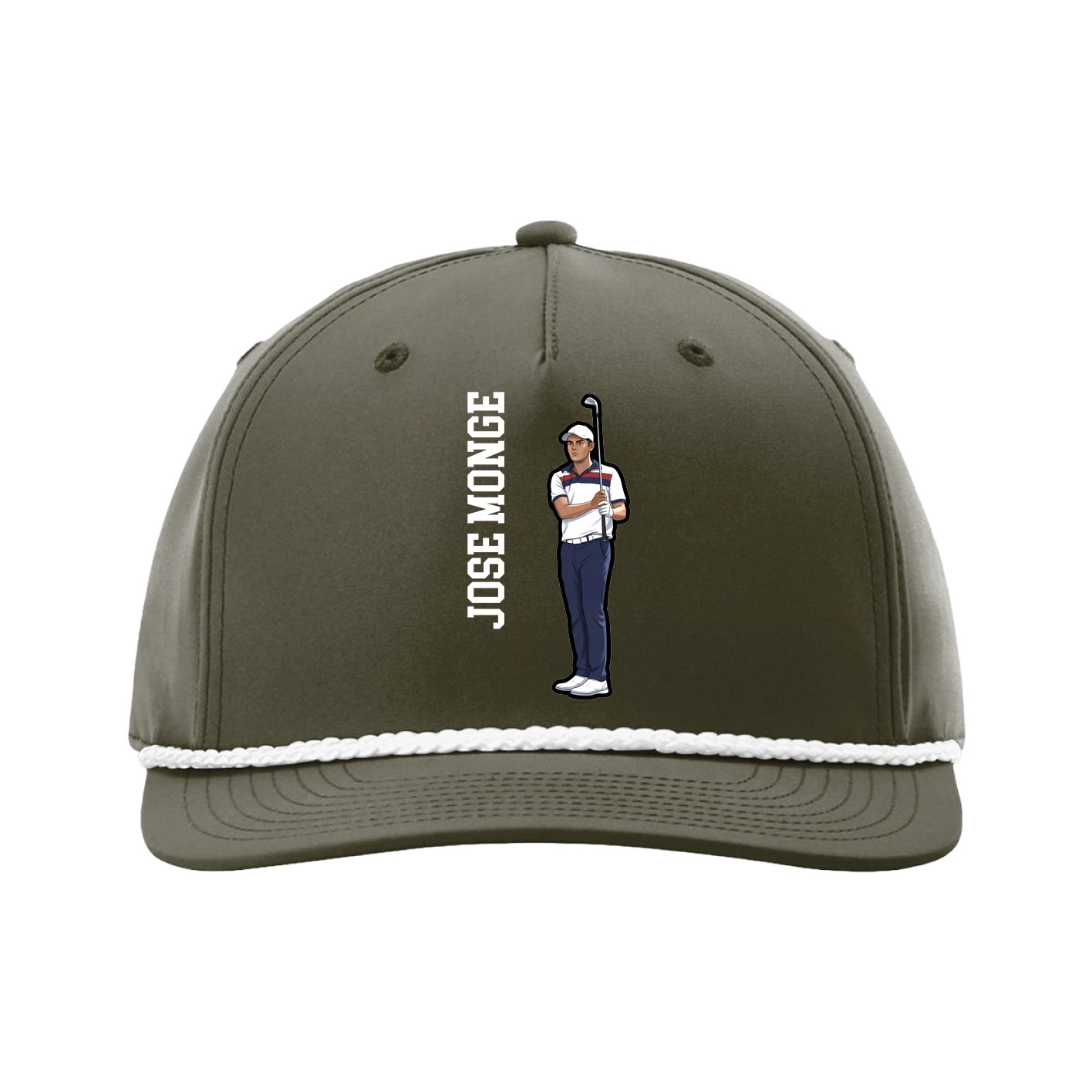 Five-Panel Classic Rope Cap — Name Vertical in Green