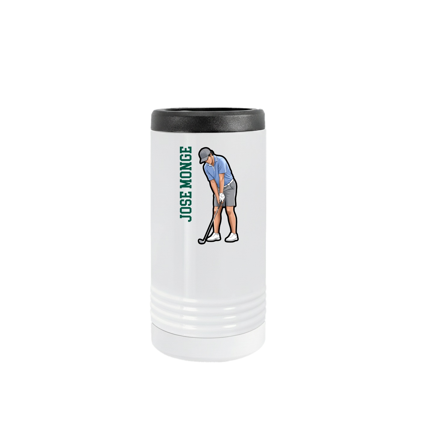 Slim Beverage Holder — Name Vertical in White