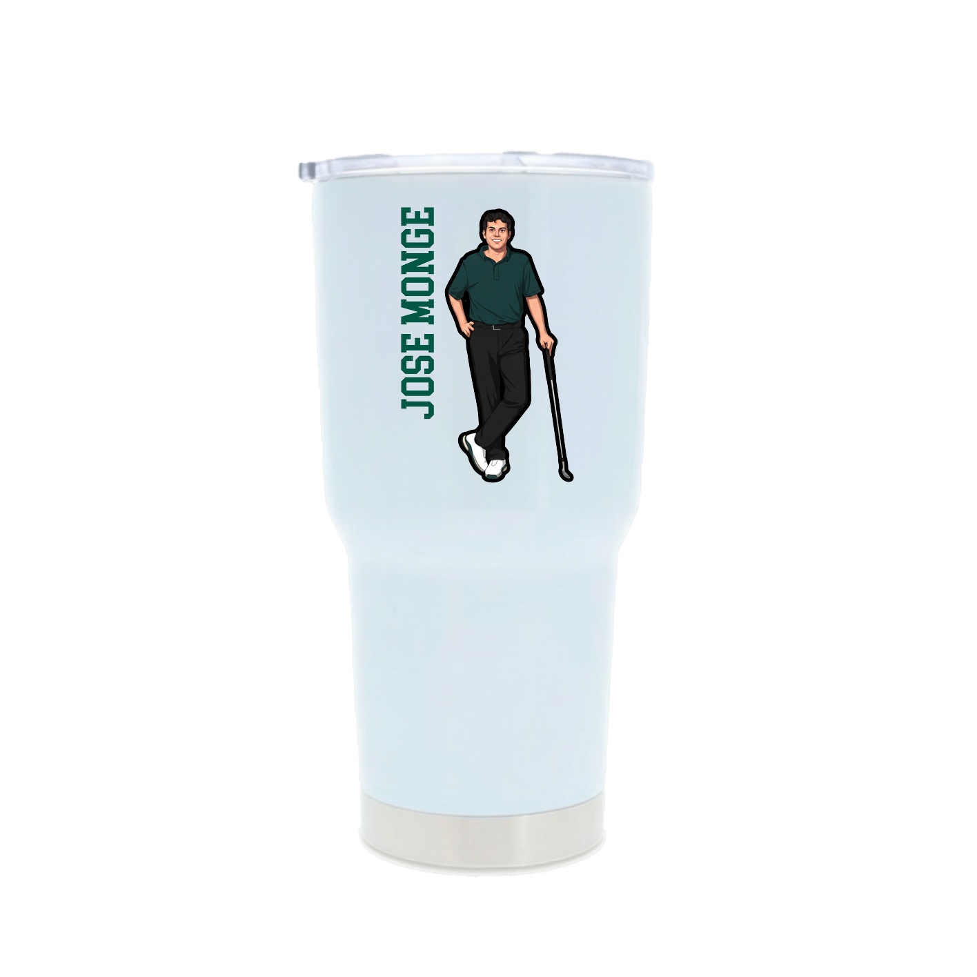 30oz Stainless Steel Tumbler — Name Vertical in White
