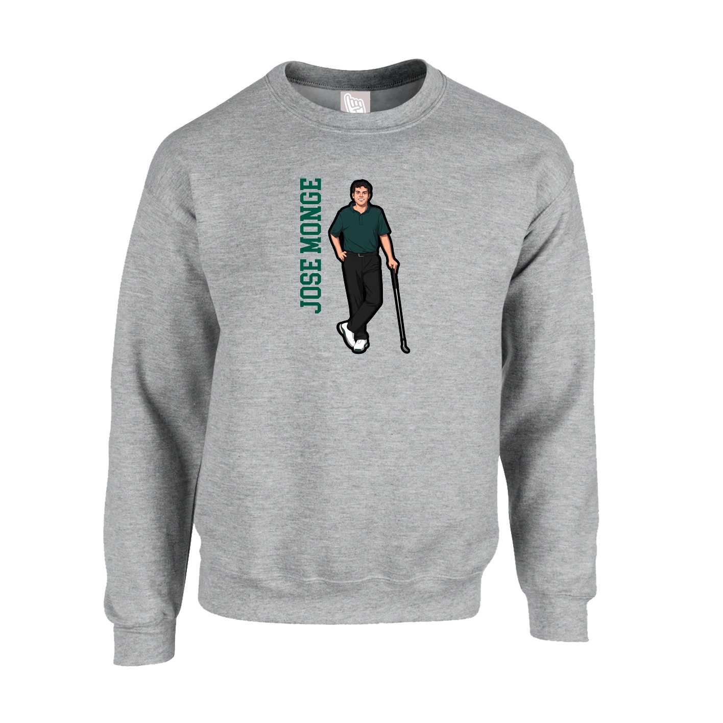 Fleece Crew — Name Vertical in Grey