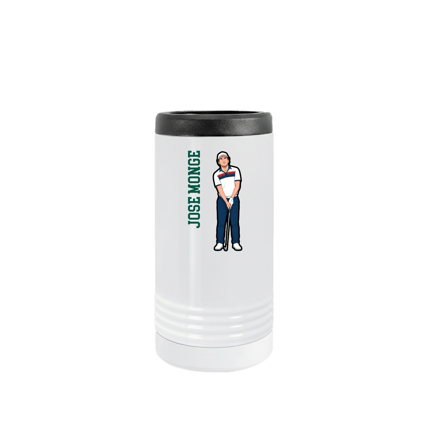 Slim Beverage Holder — Name Vertical in White