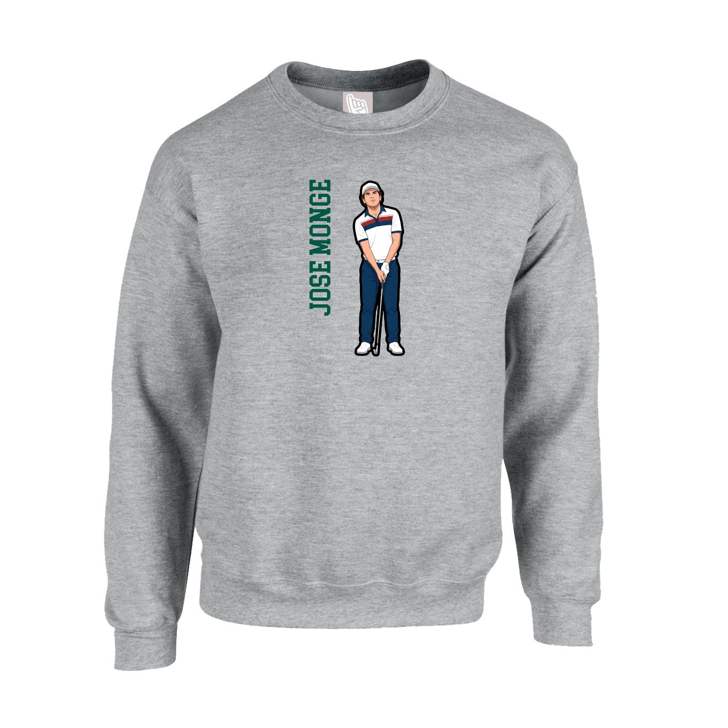 Fleece Crew — Name Vertical in Grey