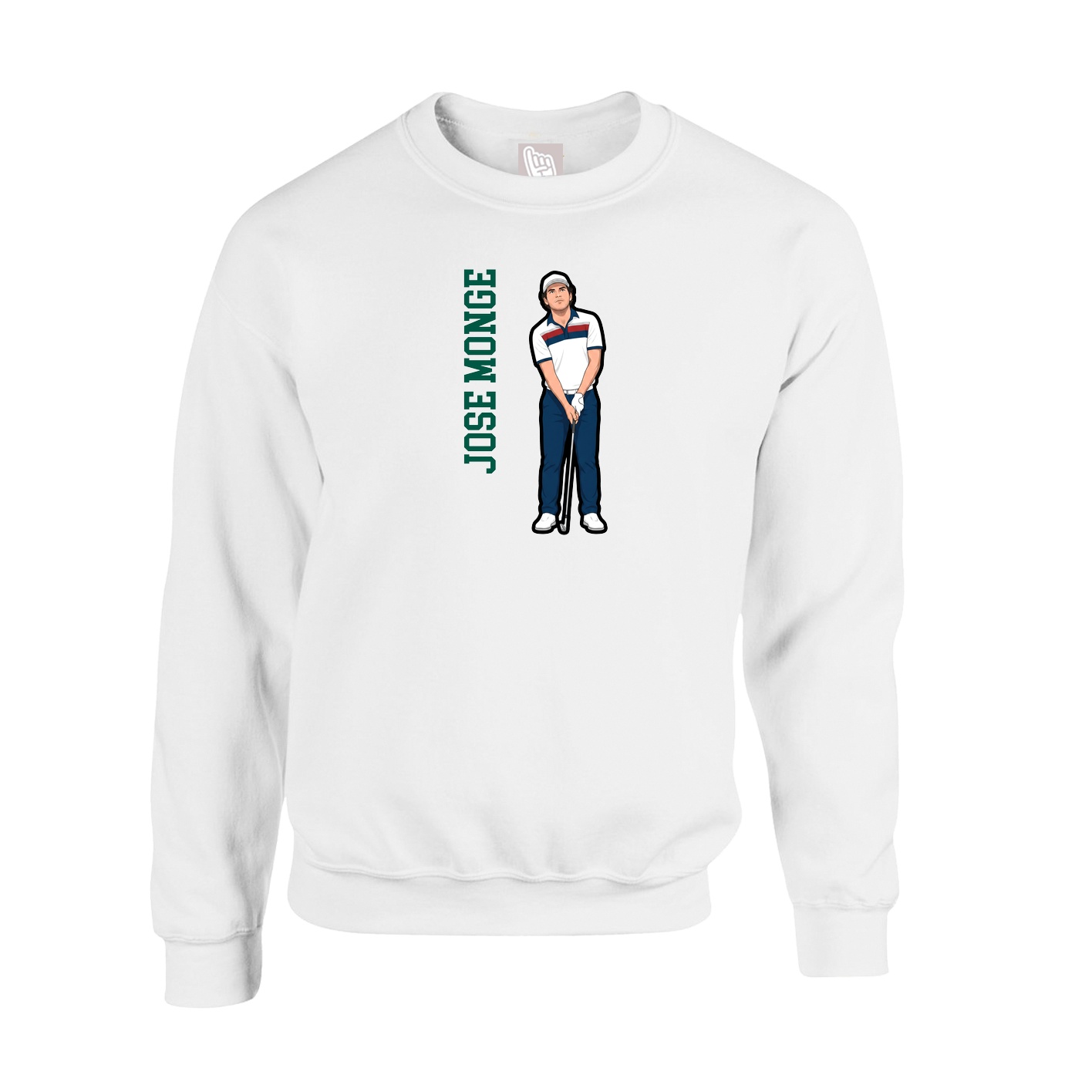 Fleece Crew — Name Vertical in White