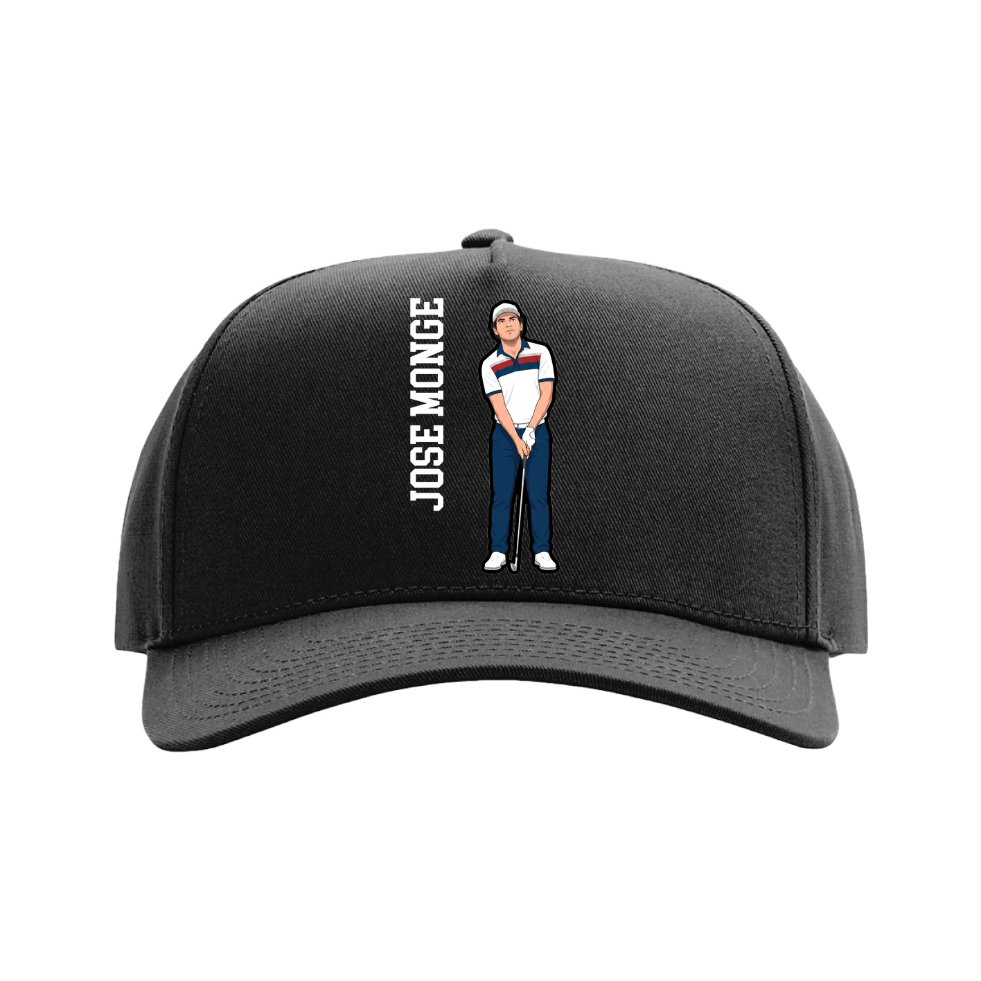 Full Fabric Five-Panel Champ Cap — Name Vertical in Black