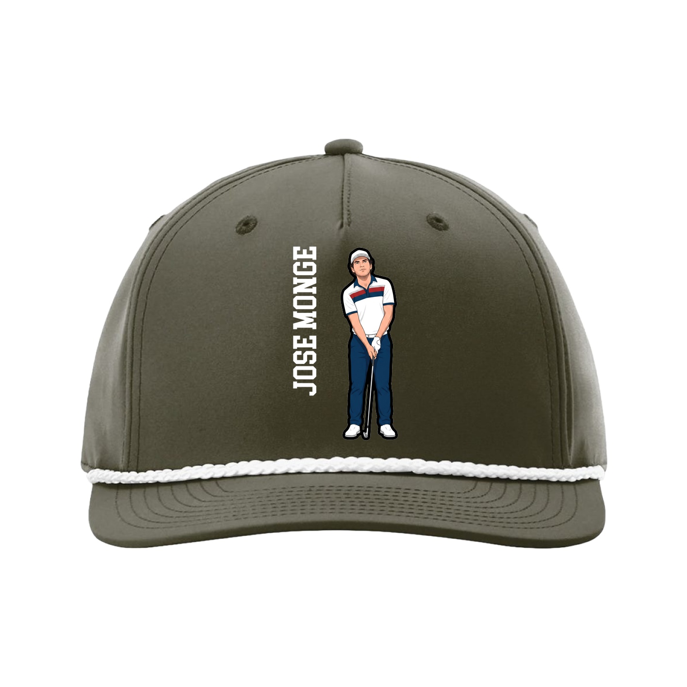 Five-Panel Classic Rope Cap — Name Vertical in Green