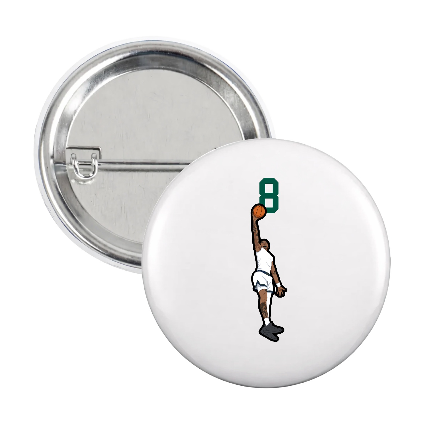 Game Day Button — Number Top in White