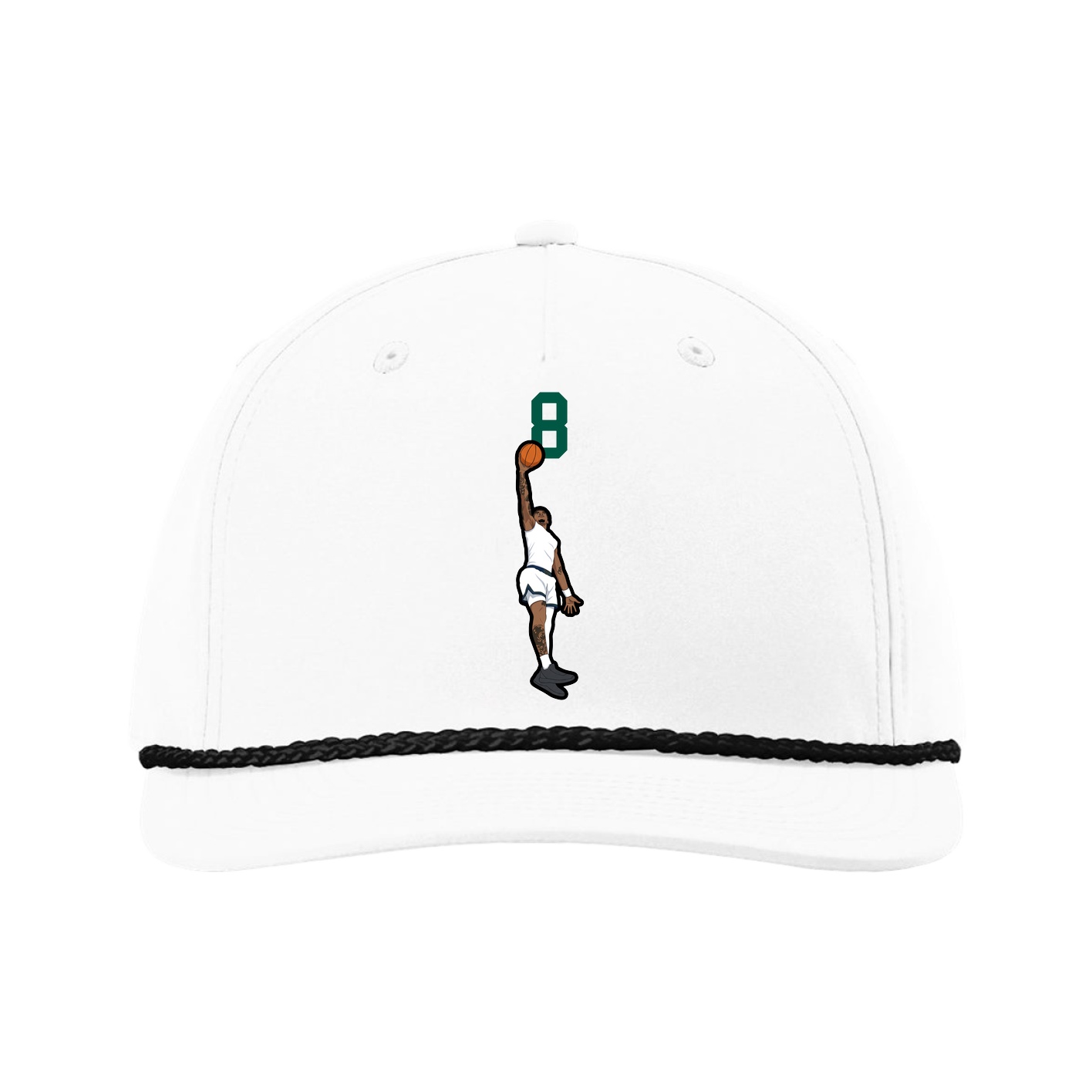 Five-Panel Classic Rope Cap — Number Top in White