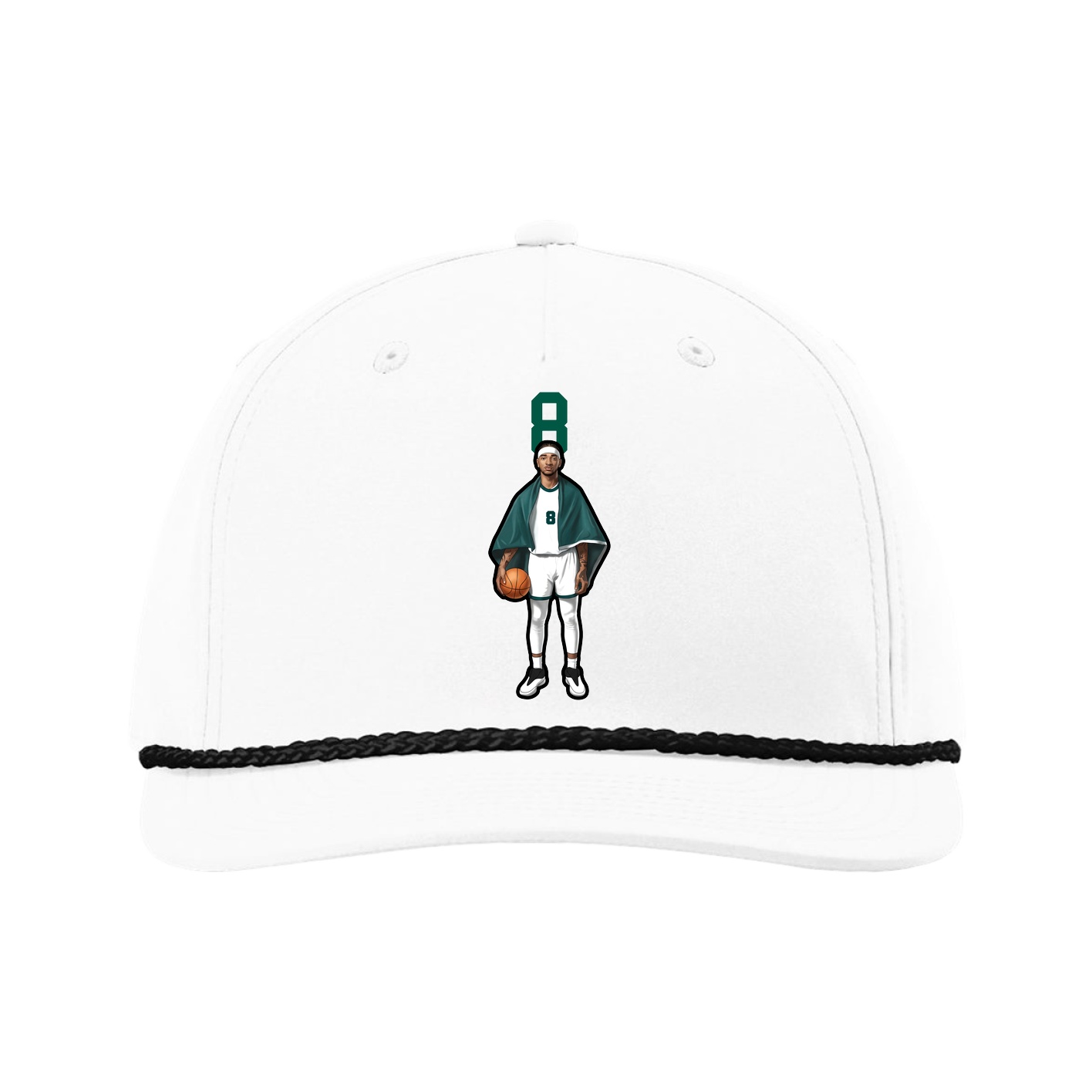 Five-Panel Classic Rope Cap — Number Top in White