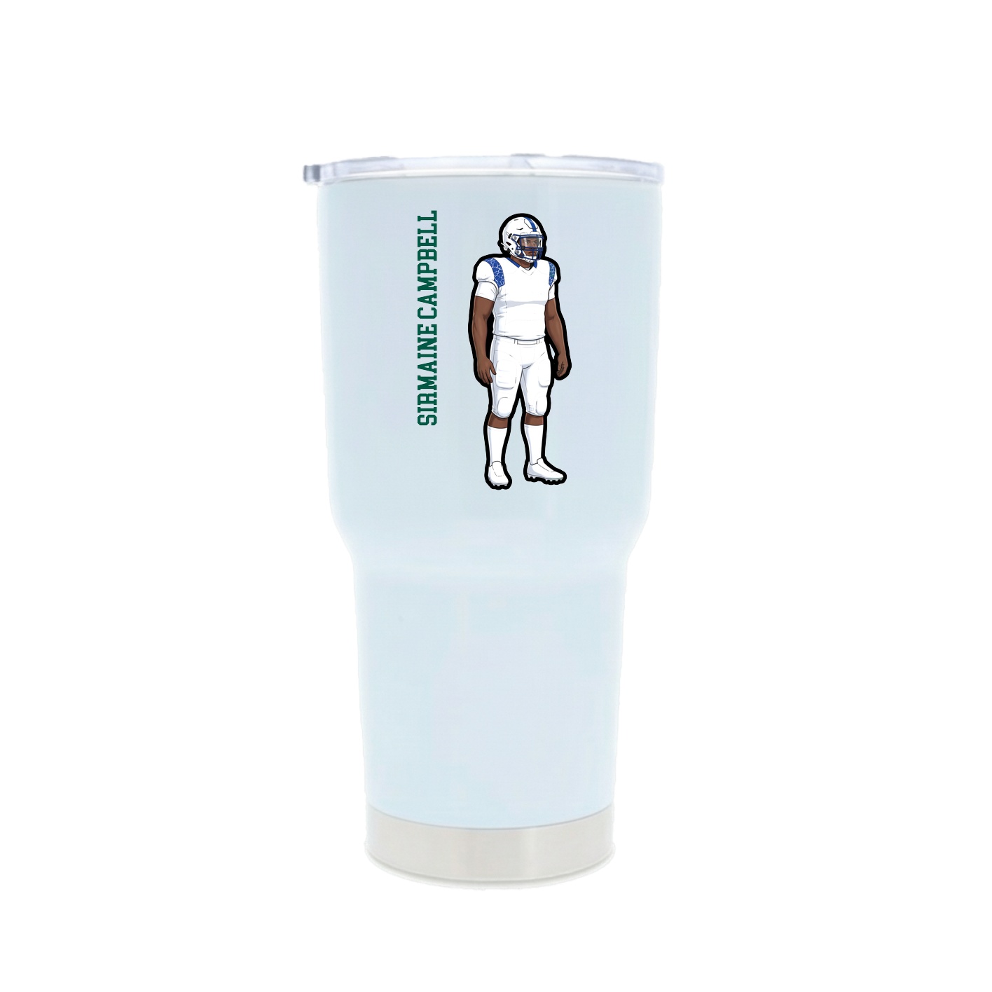 30oz Stainless Steel Tumbler — Name Vertical in White