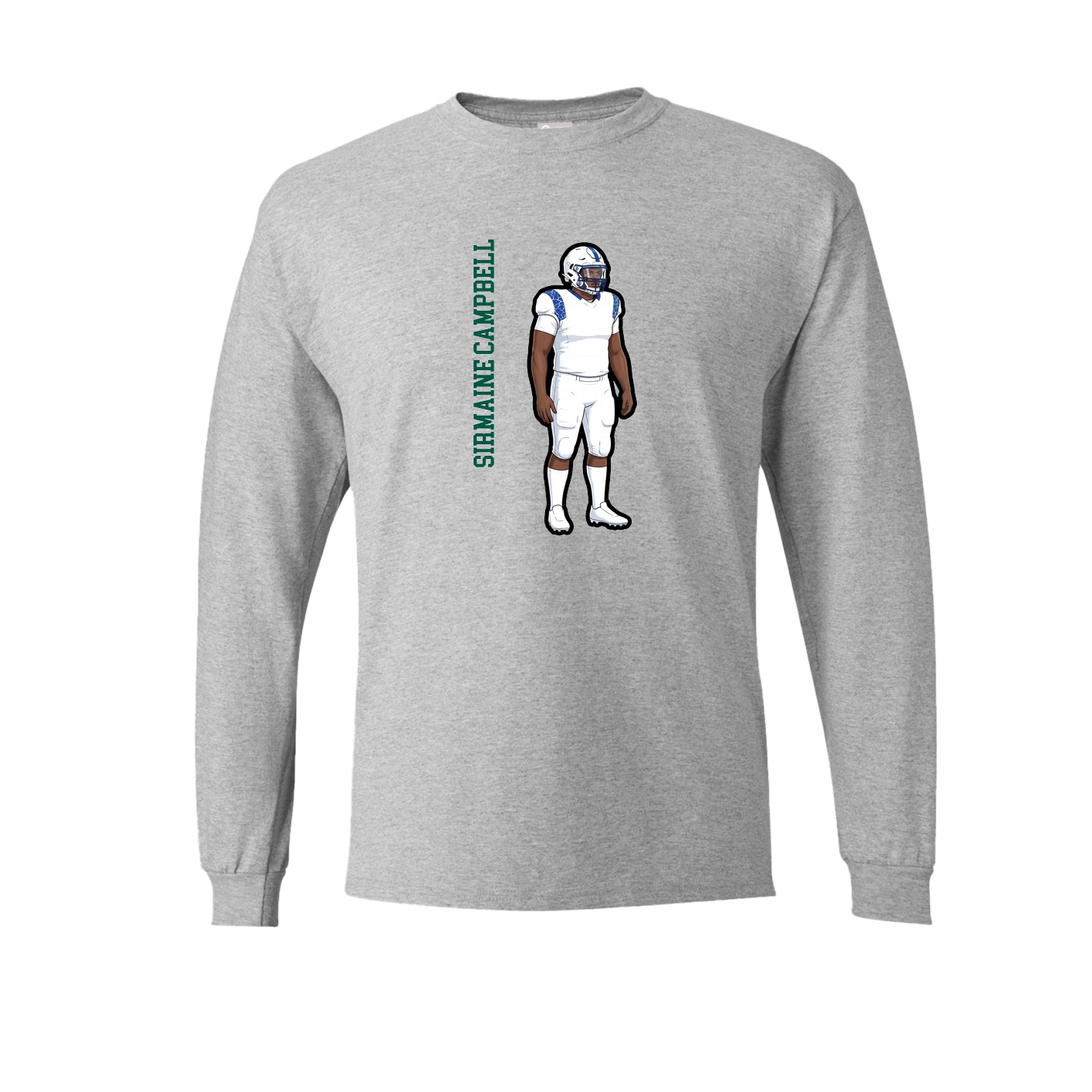 Long Sleeve Tee — Name Vertical in Grey
