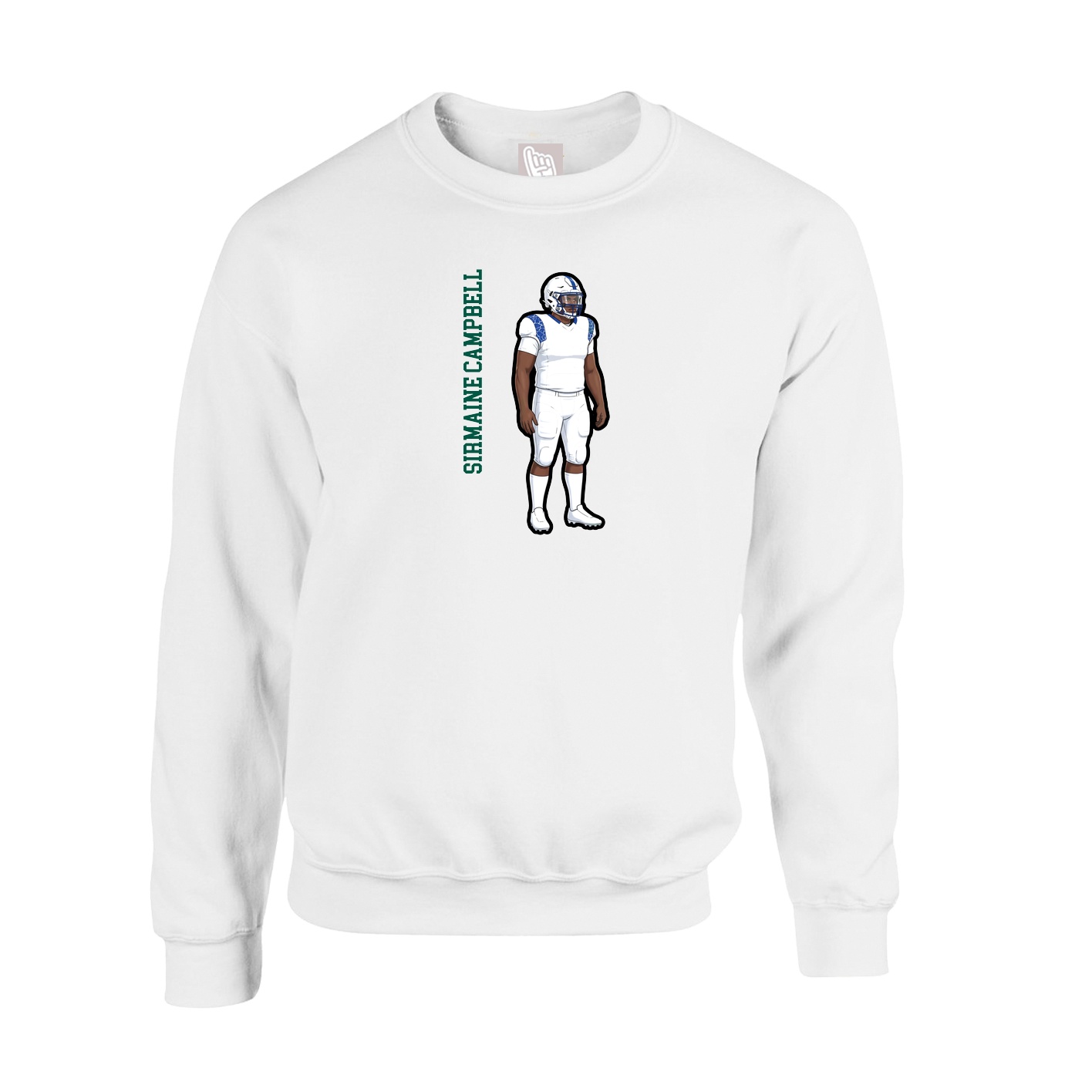 Fleece Crew — Name Vertical in White
