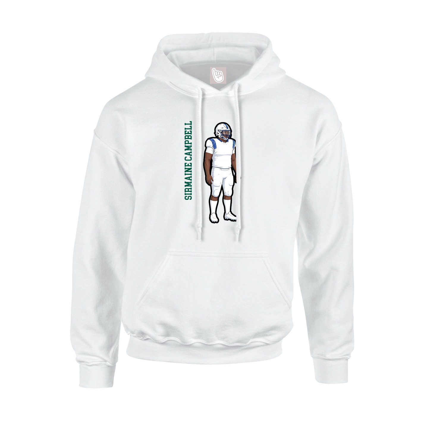 Youth Hoodie — Name Vertical in White