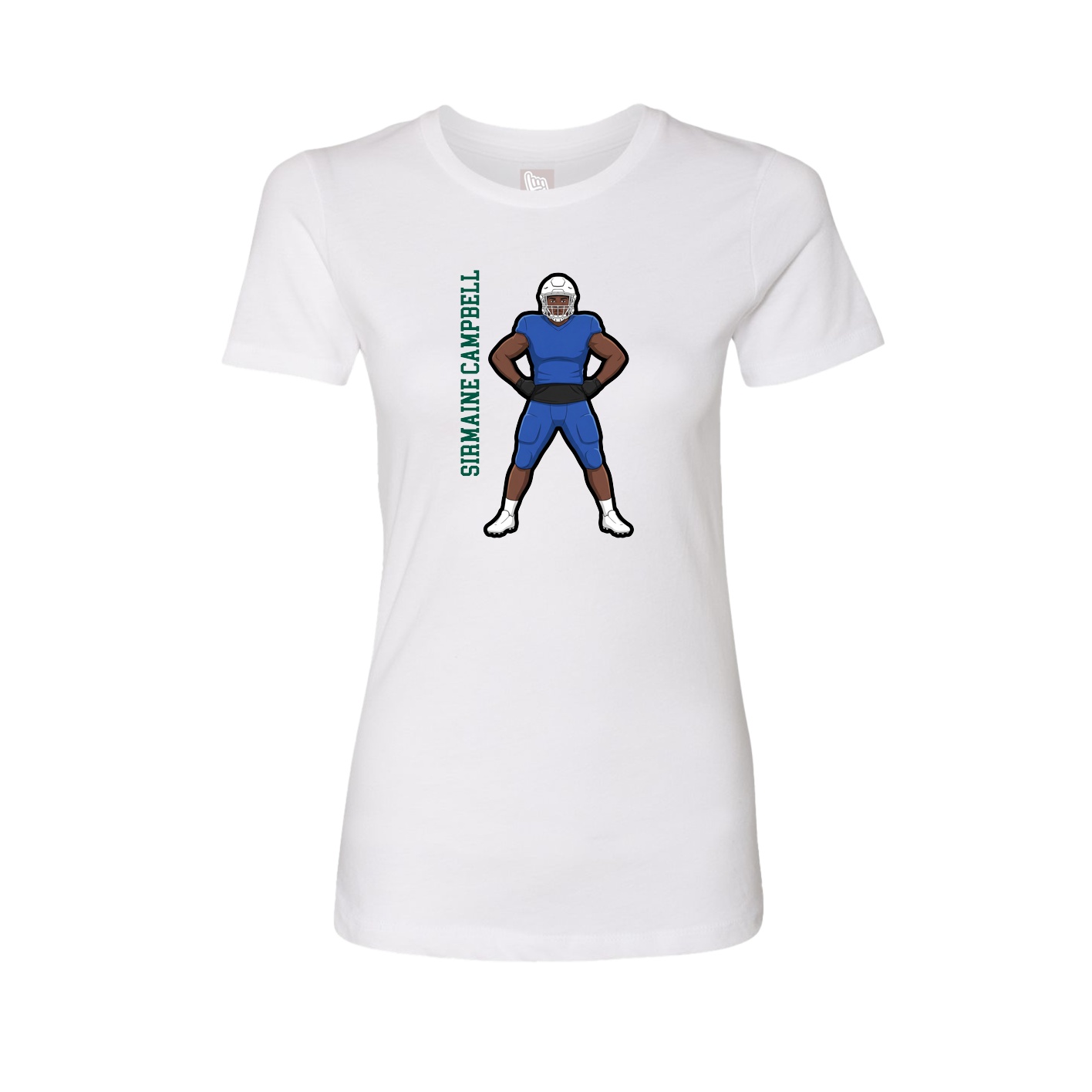 Fitted Women's Tee — Name Vertical in White
