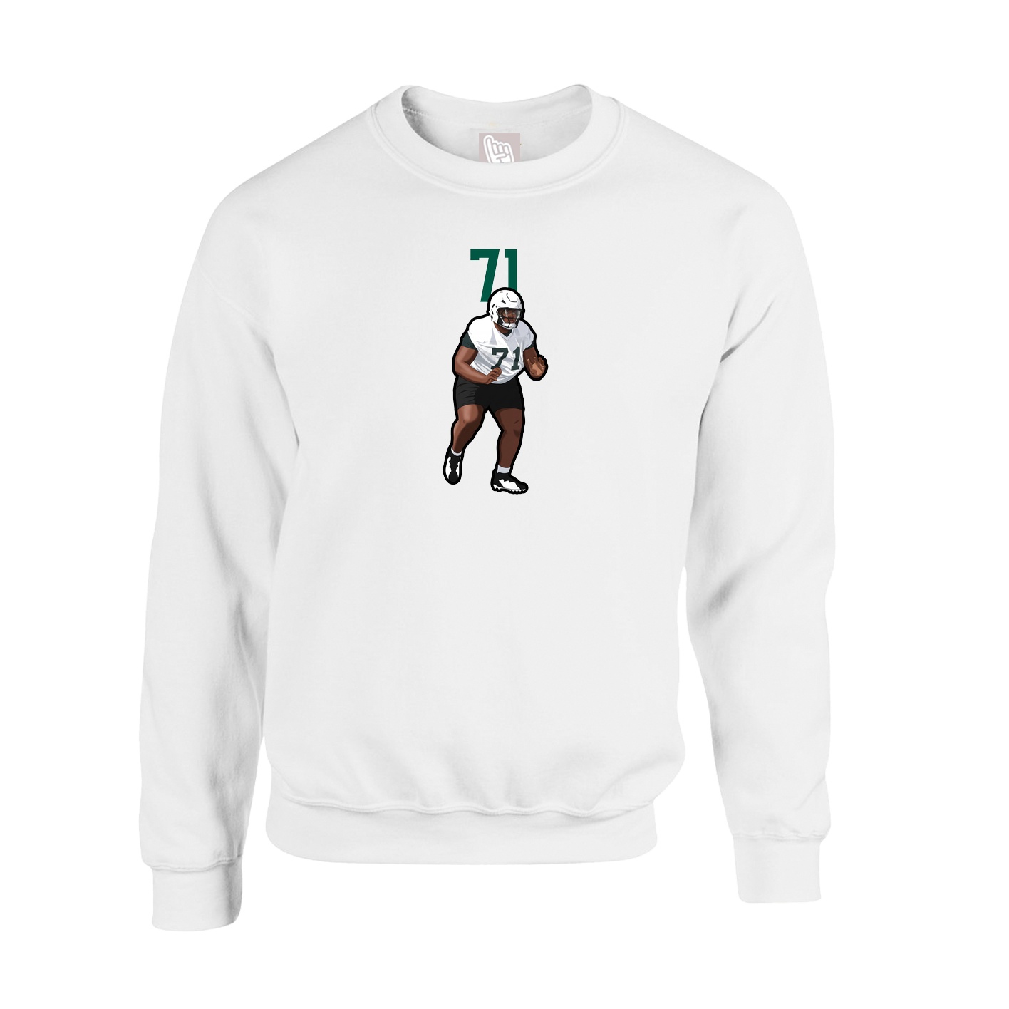 Fleece Crew — Number Top in White
