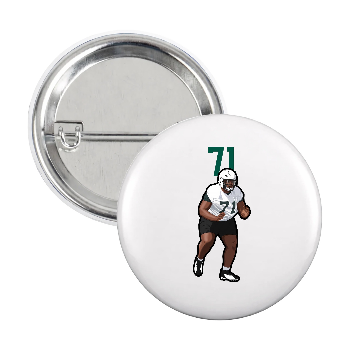 Game Day Button — Number Top in White