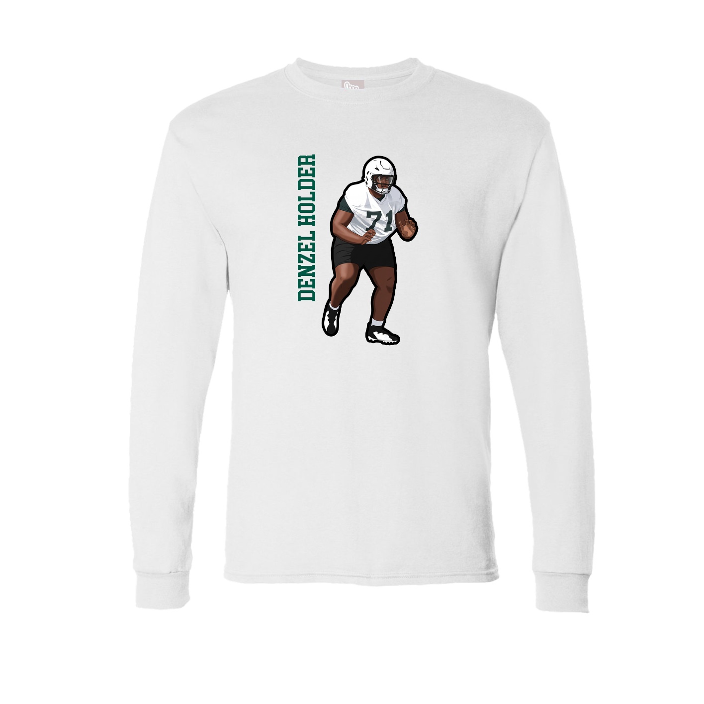 Long Sleeve Tee — Name Vertical in White