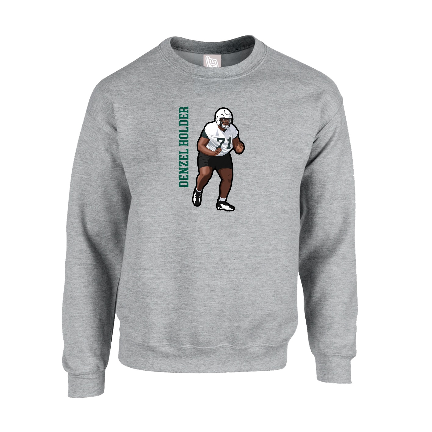 Fleece Crew — Name Vertical in Grey