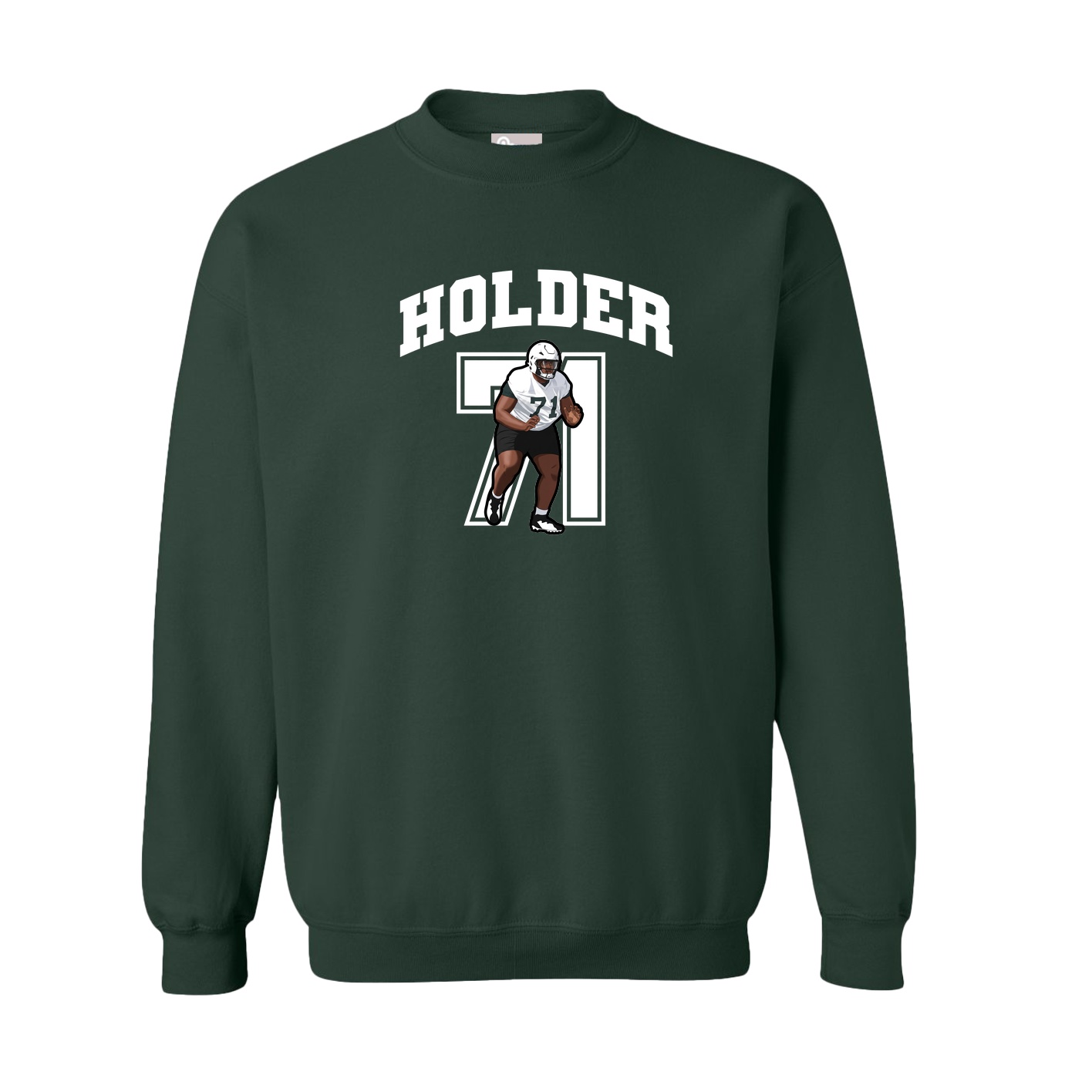 Fleece Crew — Number in Green