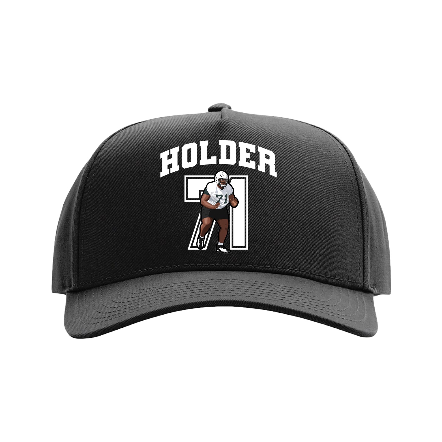 Full Fabric Five-Panel Champ Cap — Number in Black