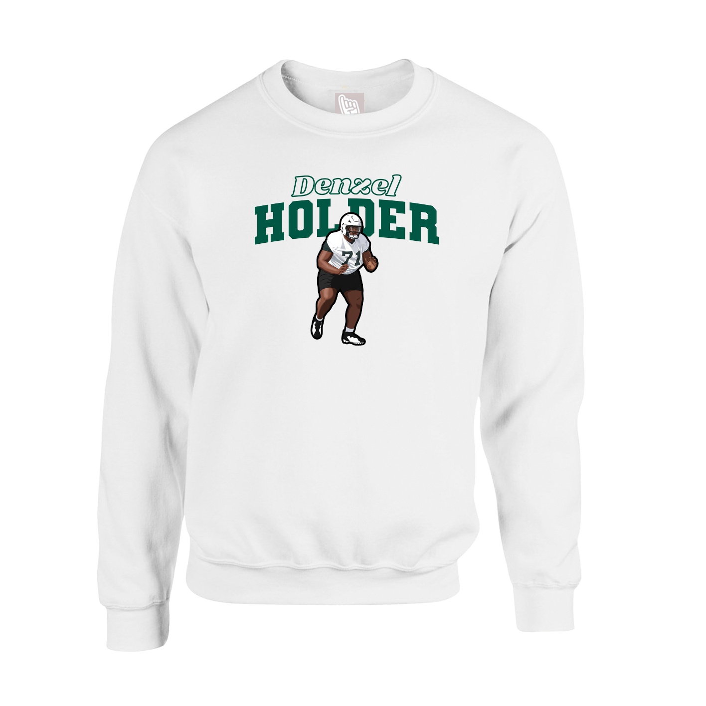 Fleece Crew — Name Arch in White