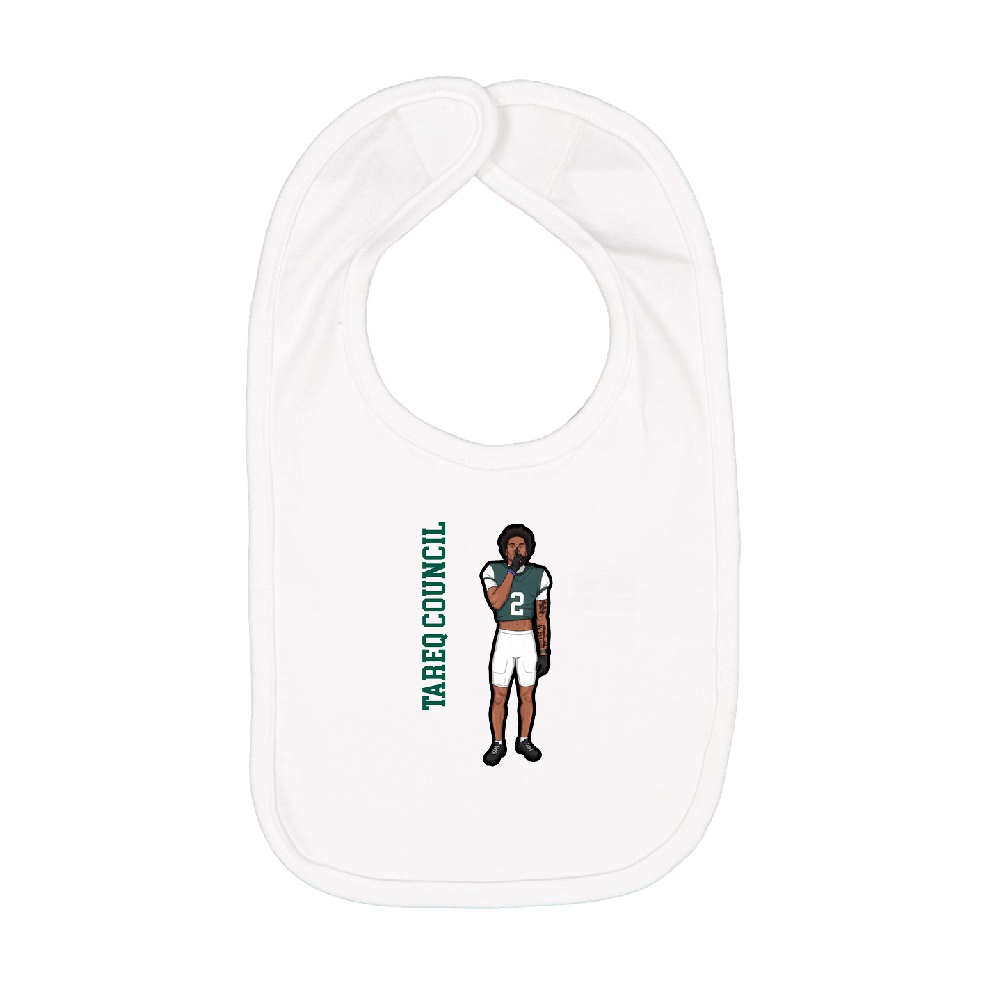 Infant Bib — Name Vertical in White
