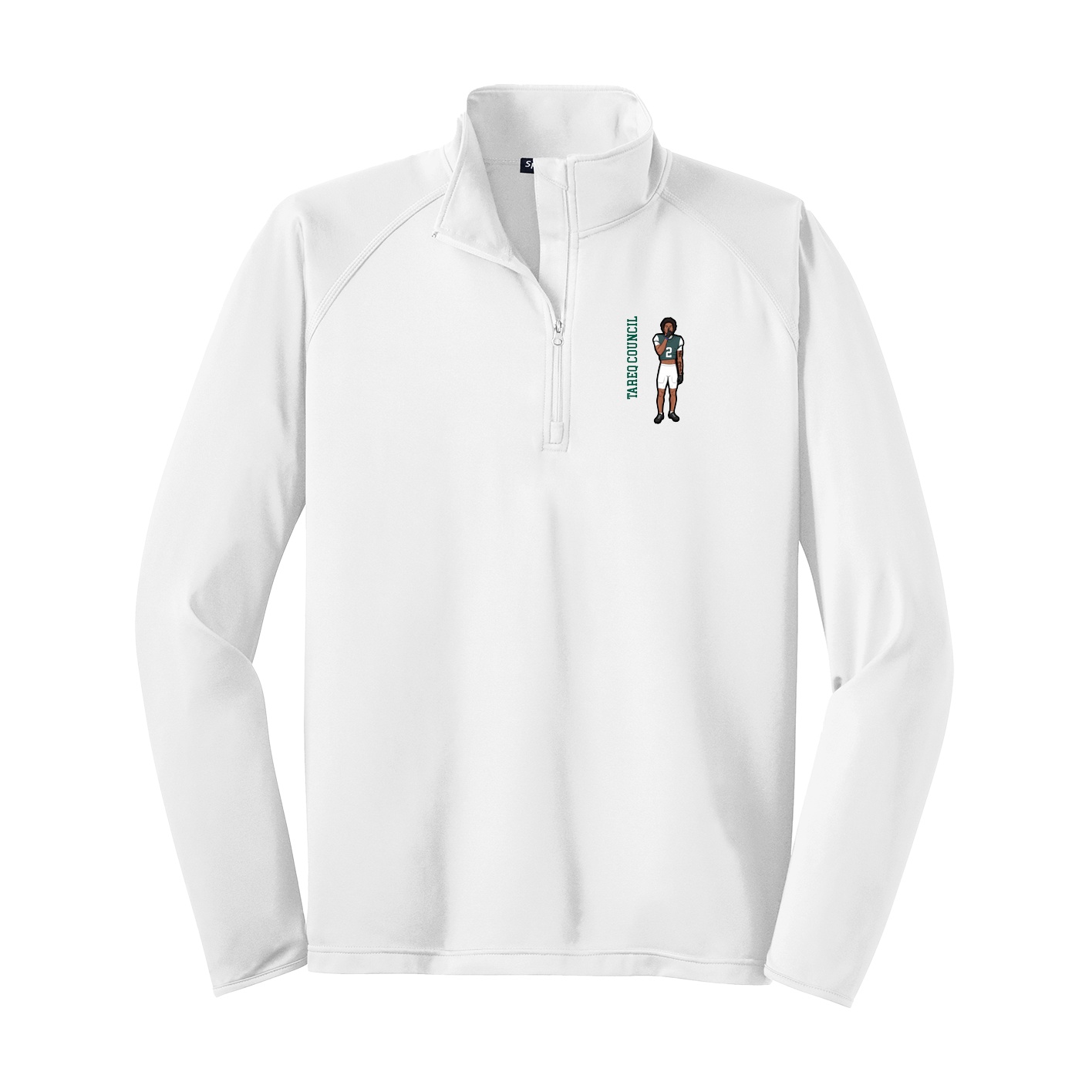 Q-Zip Pullover — Name Vertical in White