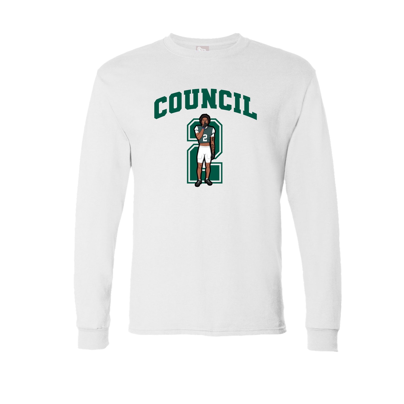 Long Sleeve Tee — Number in White